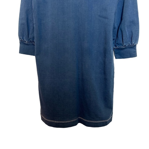 Madewell Denim Tunic Dress Sporty Pull Tie Mock Neck & Two Large Front Pockets - Picture 7 of 13